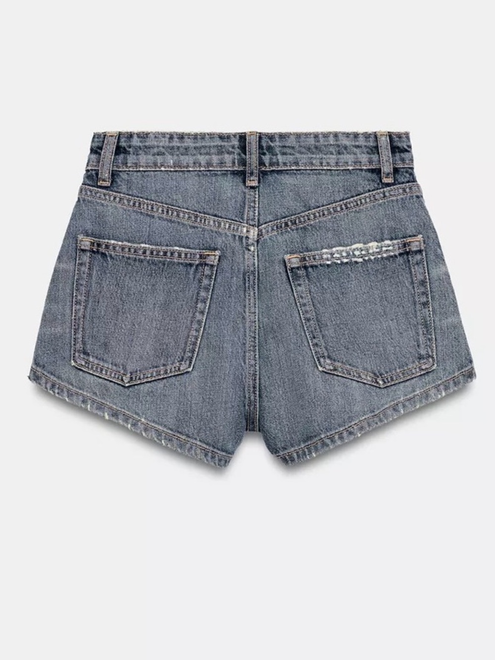 Zara Washed Blue High-Waist Denim Shorts